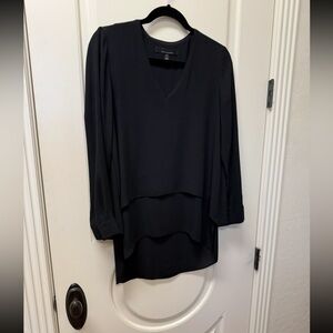 White House Black Market V-Neck Tunic - Black